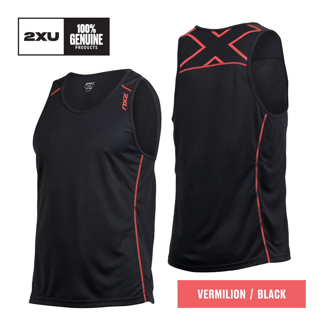 2XU Men Active Tank (Vermilion/Black)