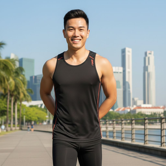 2XU Men Active Tank (Vermilion/Black)