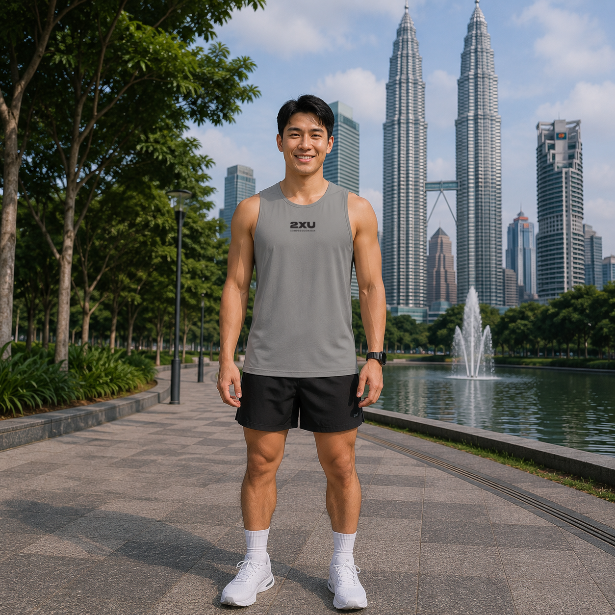 2XU Men Aero Singlet (Carbon)