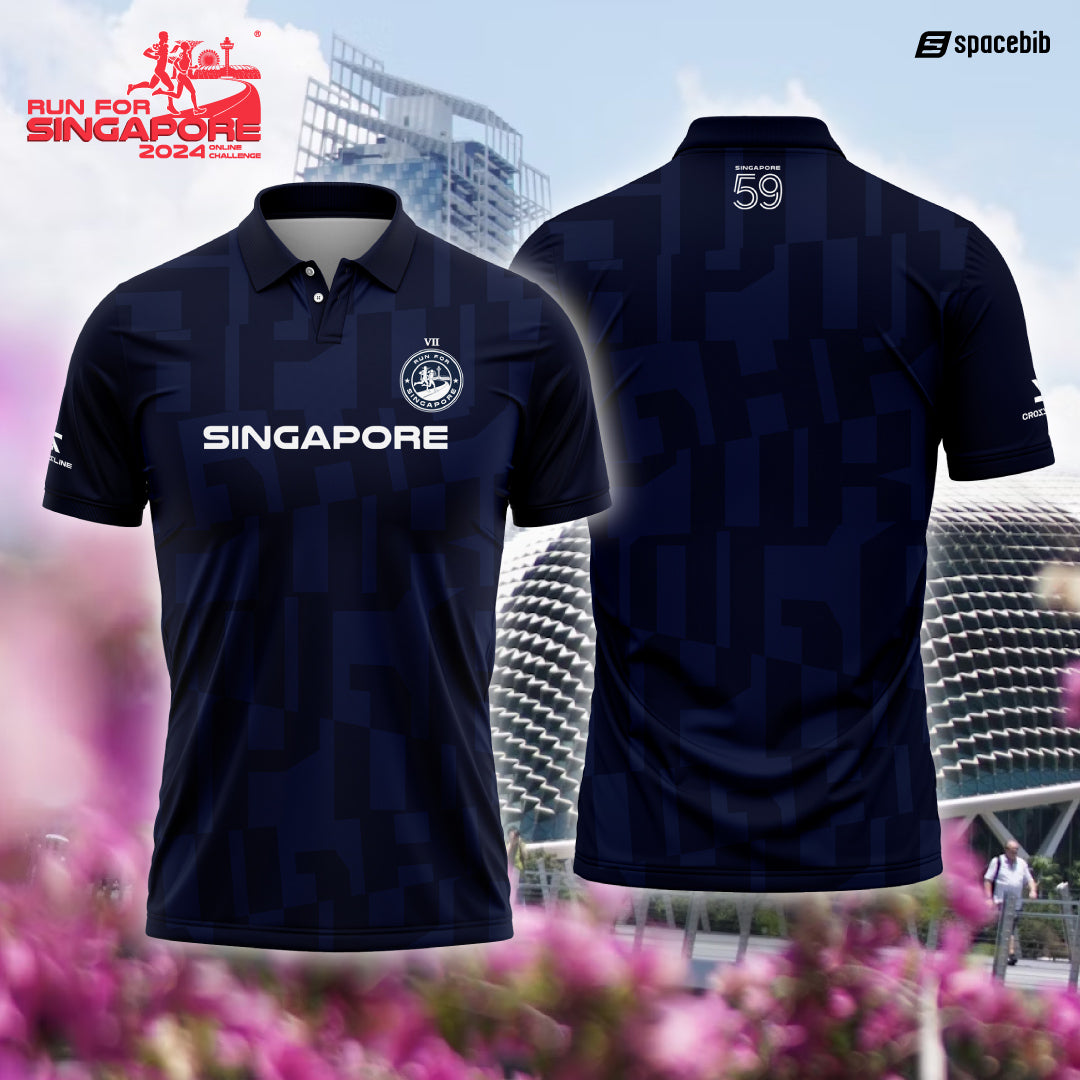 Run For Singapore Polo Tee (Dark Blue)
