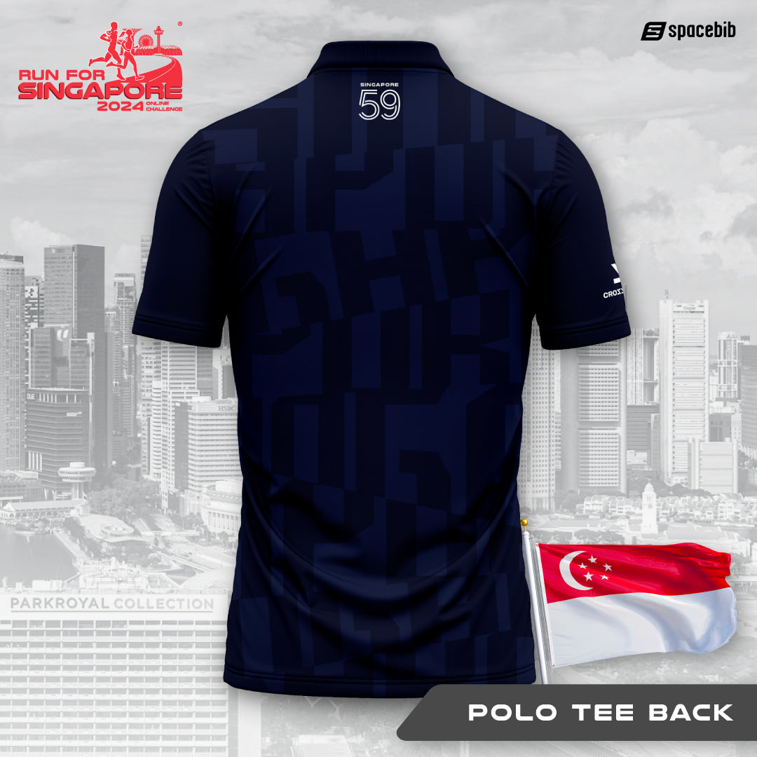 Run For Singapore Polo Tee (Dark Blue)